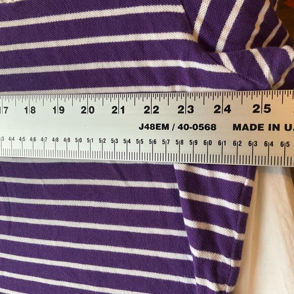 Chaps Men Short Sleeve Polo Shirt Size 2XL, Purple & White Stripes - Picture 4 of 6